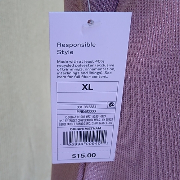 NWT Wild Fable Responsible Style Pink Sparkle Mini Dress - Size XL - Picture 6 of 7